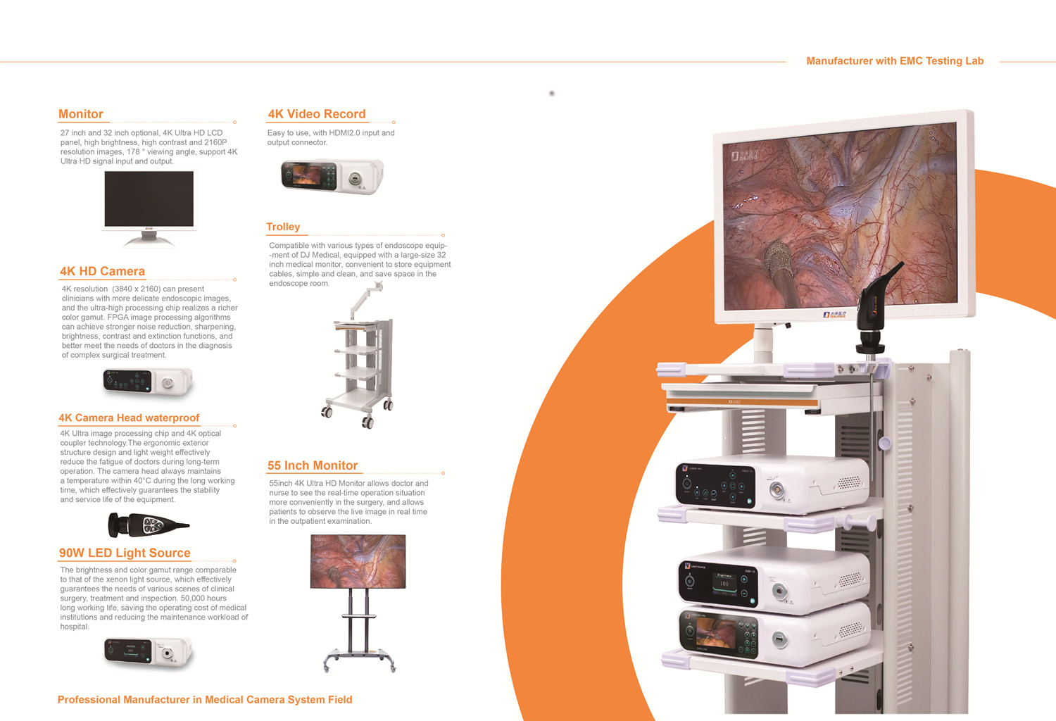 Ultra 4K Endoscope Camera System Tower For Laparoscope Surgery